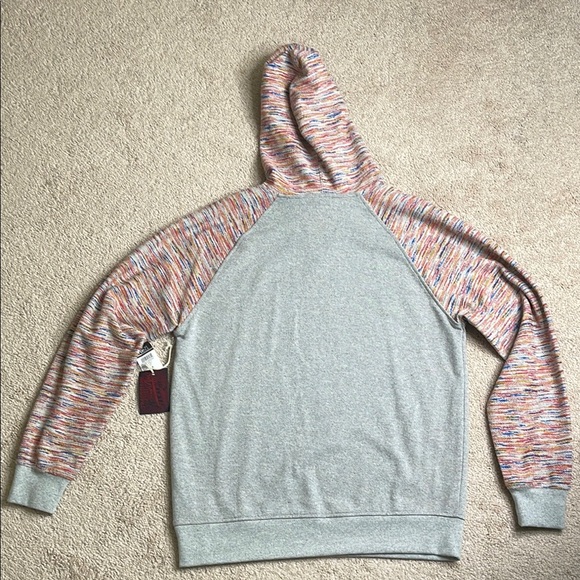 Gray Hoodie with Multicolor Sleeves - Picture 4 of 4